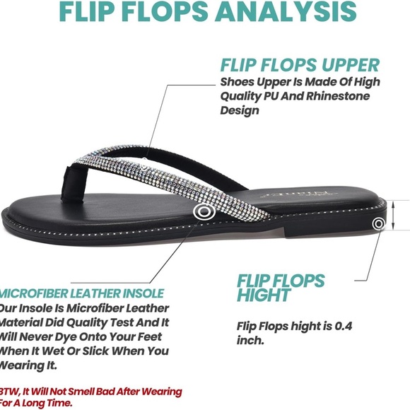 NianEr Silver Sparkly Rhinestone Flip Flop Sandals Comfort Foam Size 6 New - Picture 3 of 7